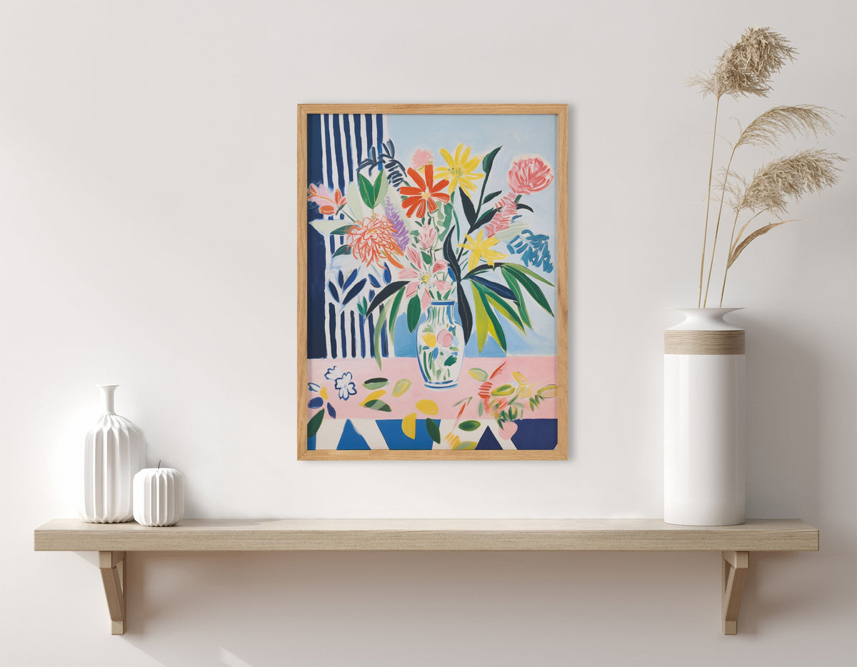 Gallery Cheerful Maximalist Flower Vase Print by The Creative Bunch Studio