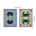 Sylvie Lush Duo Seashells and Crabs Framed Canvas Art Set by Shatha Al Dafai