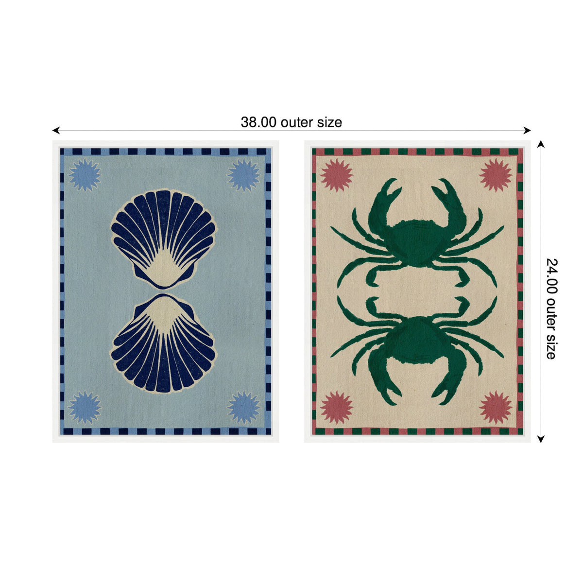 Sylvie Lush Duo Seashells and Crabs Framed Canvas Art Set by Shatha Al Dafai