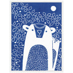 Sylvie Blue Night Bears Linocut Framed Canvas by Giuliana Lazzerini