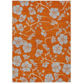 3' X 5' Orange And Gray Floral Washable Indoor Outdoor Area Rug