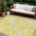 10' X 14' Yellow And Linen Geometric Washable Indoor Outdoor Area Rug