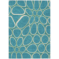9' X 12' Teal Blue Ivory And Green Abstract Washable Indoor Outdoor Area Rug