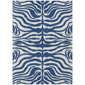 8' X 10' Navy Blue And Ivory Animal Print Washable Indoor Outdoor Area Rug