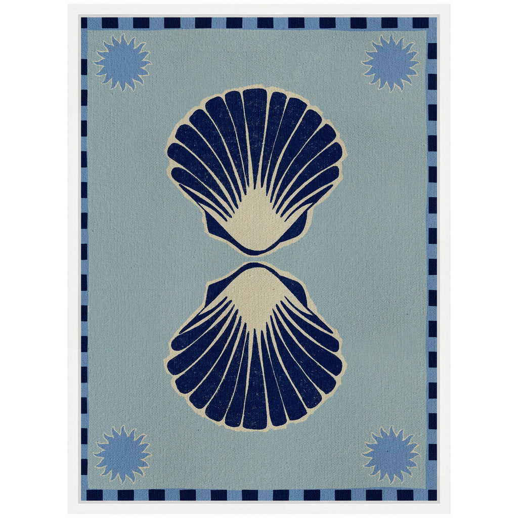 Sylvie Lush Duo 3 Seashells Framed Canvas by Shatha Al Dafai