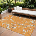 10' X 14' Orange Brown And Ivory Striped Washable Indoor Outdoor Area Rug