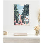 Sylvie Palm Trees and Flamingos Framed Canvas by Sarah Eisenlohr