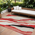 10' X 14' Red Black And Beige Abstract Washable Indoor Outdoor Area Rug