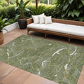 10' X 14' Olive Green Gold And Ivory Abstract Washable Indoor Outdoor Area Rug