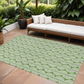 9' X 12' Green And Ivory Ogee Washable Indoor Outdoor Area Rug