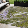 5' X 8' Olive Green Purple And Beige Abstract Washable Indoor Outdoor Area Rug