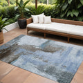 8' X 10' Blue Gray And Dark Brown Abstract Washable Indoor Outdoor Area Rug