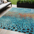 8' X 10' Blue Terra Cotta And Black Abstract Washable Indoor Outdoor Area Rug