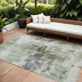 10' X 14' Mint Green Ivory And Gray Abstract Washable Indoor Outdoor Area Rug