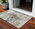 3' X 5' Taupe Ivory And Gray Abstract Washable Indoor Outdoor Area Rug
