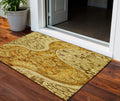 3' X 5' Terra Cotta Brown And Gold Floral Medallion Washable Indoor Outdoor Area Rug