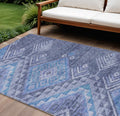 10' X 14' Navy Blue Charcoal And Gray Southwestern Washable Indoor Outdoor Area Rug