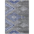 10' X 14' Pewter And Blue Southwestern Washable Indoor Outdoor Area Rug