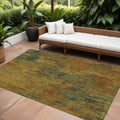 8' X 10' Copper And Green Abstract Washable Indoor Outdoor Area Rug