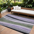 8' X 10' Artichoke Green Green And Black Abstract Washable Indoor Outdoor Area Rug
