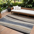 10' X 14' Blue Brown And Beige Abstract Washable Indoor Outdoor Area Rug
