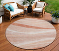 8' Salmon And Pink Round Abstract Washable Indoor Outdoor Area Rug