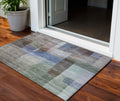 3' X 5' Brown Green And Blue Abstract Washable Indoor Outdoor Area Rug