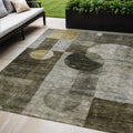 5' X 8' Taupe Gray And Charcoal Geometric Washable Indoor Outdoor Area Rug