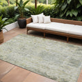 8' X 10' Sage Charcoal And Ivory Abstract Washable Indoor Outdoor Area Rug
