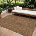 8' X 10' Brown Red And Green Floral Washable Indoor Outdoor Area Rug