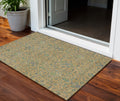 3' X 5' Orange Blue And Green Floral Washable Indoor Outdoor Area Rug