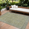 8' X 10' Artichoke Green And Gray Oriental Washable Indoor Outdoor Area Rug
