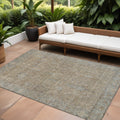 8' X 10' Tan Gray And Brown Oriental Washable Indoor Outdoor Area Rug