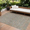 9' X 12' Taupe Terra Cotta And Tan Floral Washable Indoor Outdoor Area Rug