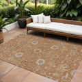 8' X 10' Copper Ivory And Black Floral Washable Indoor Outdoor Area Rug