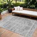 10' X 14' Gray And Ivory Oriental Washable Indoor Outdoor Area Rug