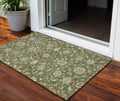 3' X 5' Olive Green Brown And Ivory Moroccan Washable Indoor Outdoor Area Rug