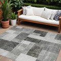 8' X 10' Pewter And Black Geometric Washable Indoor Outdoor Area Rug