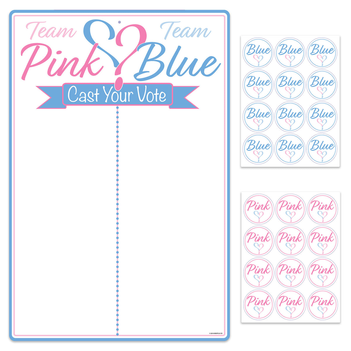 Gender Reveal Tally Board & Stickers, (Pack Of 12)