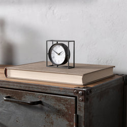 3 Black Distressed Metal Table Clock