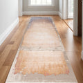 17 Runner Beige Blue And Brown Abstract Runner Rug