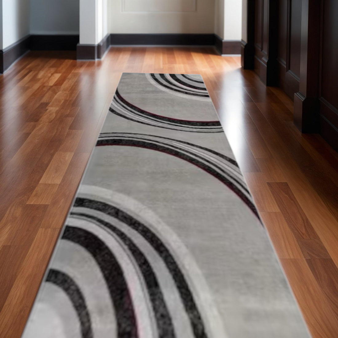 2 X 30 Gray And Black Abstract Area Rug