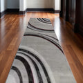17 Runner Gray And Black Abstract Runner Rug