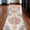 17 Runner Beige Rust And Purple Medallion Runner Rug