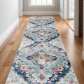 17 Runner Blue Gray And Ivory Medallion Runner Rug