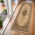 3 X 6 Beige And Cream Oriental Runner Rug