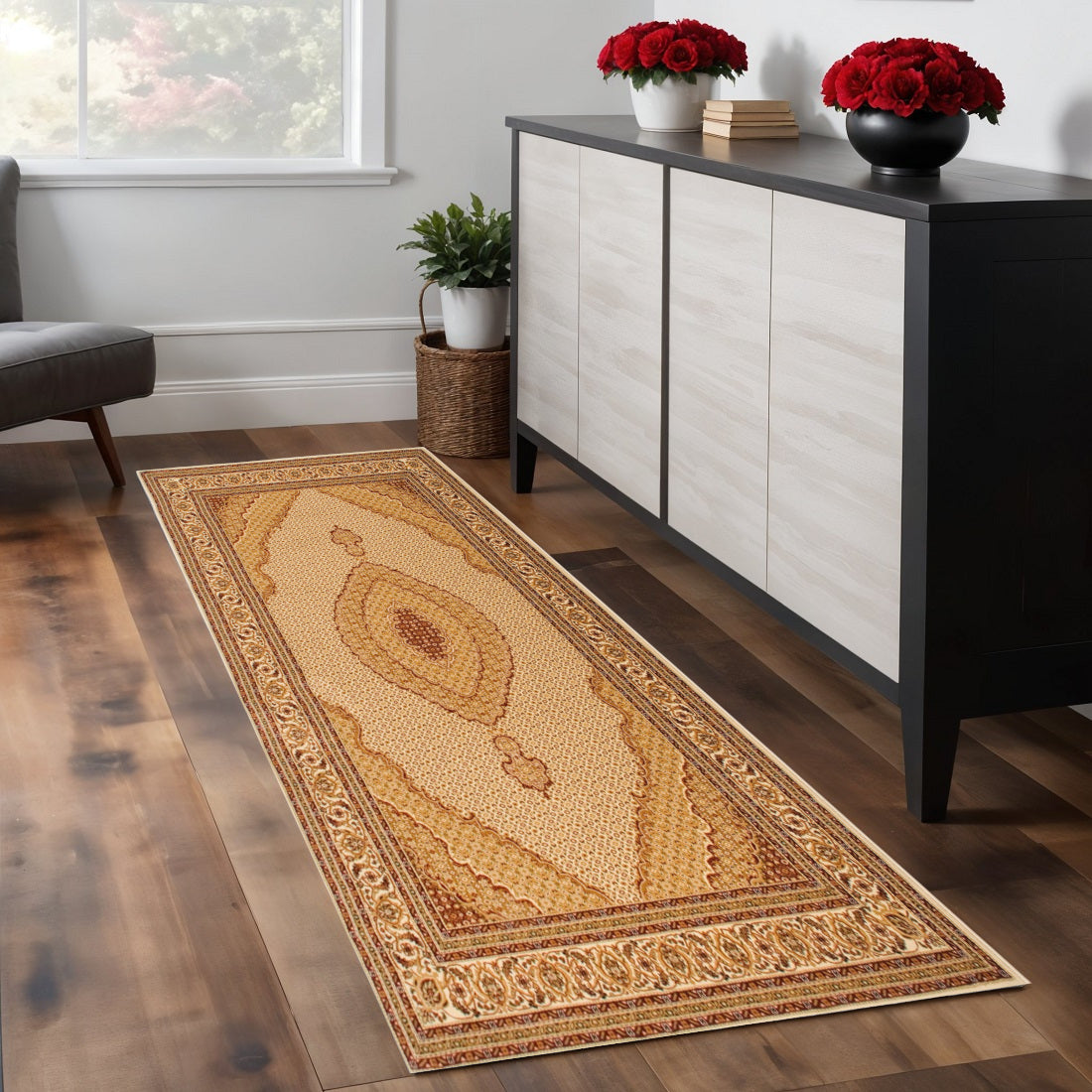 9 Beige And Cream Moroccan Runner Rug