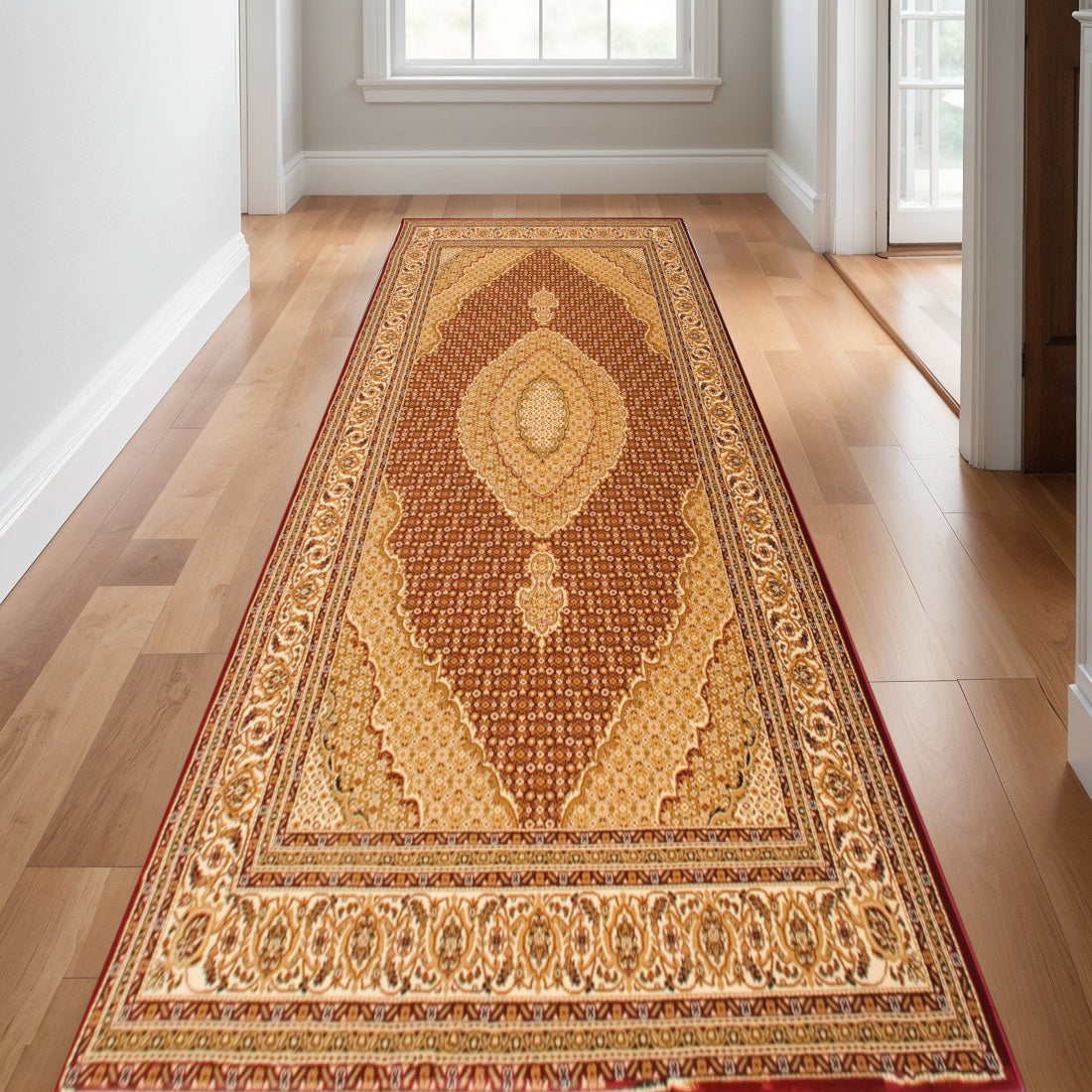 2 X 30 Red And Beige Moroccan Area Rug