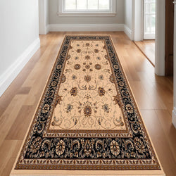 17 Runner Black Tan And Brown Oriental Runner Rug