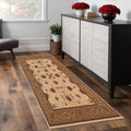 9 Tan And Brown Oriental Runner Rug